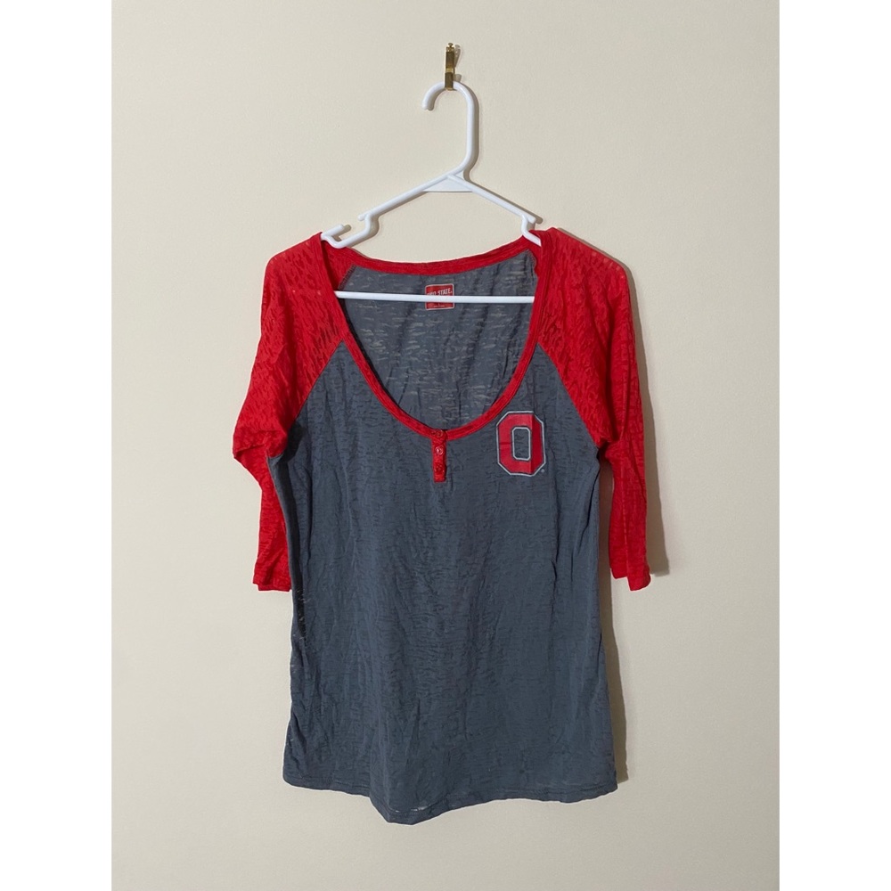 Authentic Apparel Womens Ohio State Buckeyes 3/4 sleeves shirt L
